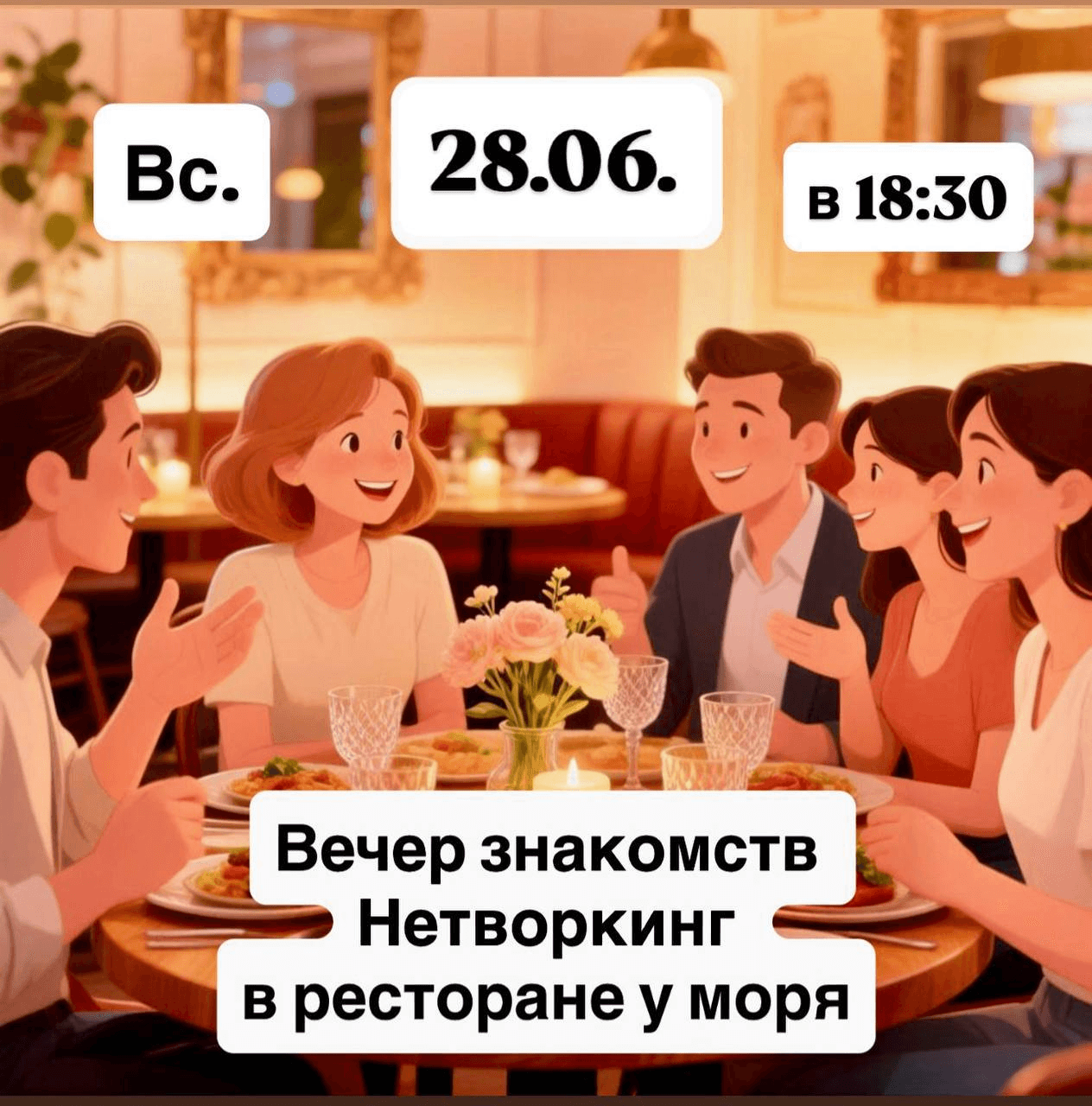 Вечер знакомств в ресторане у моря